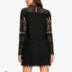 Short Black Lace Long Sleeved Dress